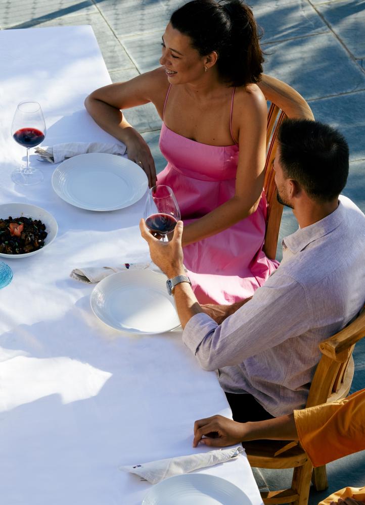 Couple enjoying lunch outside